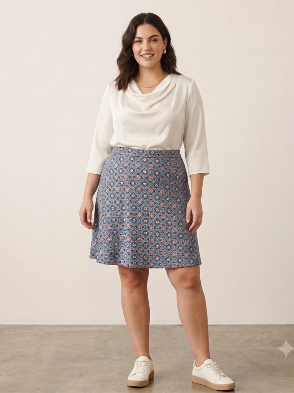 Van Heusen Blue Printed Mini Skirt.   SK 16